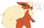 anthro anthrofied backsack balls black_eyes blush butt claws condom eeveelution flareon fur generation_1_pokemon genitals hi_res inner_ear_fluff inviting ivynathael_(artist) looking_at_viewer looking_back male neck_tuft nintendo perineum pokemon pokemon_(species) pokemorph presenting presenting_hindquarters raised_tail rear_view red_body red_fur sexual_barrier_device smile solo tail tan_body tan_fur tuft