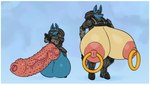 anthro areola armor balls big_balls big_breasts big_penis blue_balls blue_body blue_fur border breasts bulge clothed clothing duo female foreskin fur genital_outline genitals huge_balls huge_breasts huge_penis hyper hyper_balls hyper_breasts hyper_genitalia hyper_penis ineffective_clothing male male/female nipple_piercing nipples odst penile_spines penis piercing pink_areola pink_nipples pink_penis ring_piercing tan_balls tan_body tan_fur unconvincing_armor unretracted_foreskin unusual_anatomy unusual_genitalia unusual_penis vein veiny_penis weapon white_border borisalien nintendo pokemon laika_(buddybomb) luo_(drdiccpicc) canid canine generation_4_pokemon lucario mammal pokemon_(species) absurd_res hi_res huge_filesize