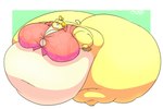 accessory aloha_shirt anthro bell bell_accessory belly belly_overhang big_belly big_breasts big_butt big_cheeks black_eyes blonde_hair border breasts butt button_(fastener) chubby_cheeks clipboard clothing dipstick_tail eyelashes female green_background hair hair_accessory hairband holding_clipboard holding_object huge_belly huge_breasts huge_butt huge_cheeks huge_thighs hyper hyper_belly hyper_breasts hyper_butt hyper_thighs markings morbidly_obese morbidly_obese_anthro morbidly_obese_female multicolored_body navel obese obese_anthro obese_female overweight overweight_anthro overweight_female pattern_clothing pattern_shirt pattern_topwear pink_clothing pink_shirt pink_topwear red_hairband shirt simple_background solo tail tail_markings tan_body tan_tail_tip thick_thighs three-quarter_view tight_clothing topwear two_tone_body white_border yellow_body yellow_ears yellow_tail jangleforks animal_crossing nintendo isabelle_(animal_crossing) canid canine canis domestic_dog mammal shih_tzu toy_dog 2021 absurd_res cel_shading colored digital_media_(artwork) hi_res shaded