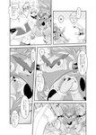 >_< bodily_fluids duo eyebrows eyes_closed fangs female lustrous_orb male male/female sitting sweat tears teeth text thick_eyebrows yelling ryou_tani nintendo pokemon generation_4_pokemon generation_6_pokemon hoopa hoopa_(unbound) legendary_pokemon palkia pokemon_(species) comic hi_res japanese_text monochrome translation_check translation_request