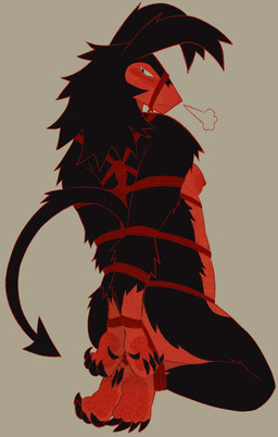 4_toes 5_fingers ankles_tied anthro arms_tied barefoot bdsm bent_legs biped black_body black_claws black_ears black_eyes black_fur black_hair black_tail blush blush_lines bondage bound breasts breath butt claws countershade_breasts countershade_butt countershade_face countershade_hands countershade_legs countershade_neck countershade_skin countershade_snout countershade_thighs countershade_torso countershading feet female female_anthro finger_claws fingers fur grey_background grey_sclera hair hairless_breasts hairless_butt hairless_feet hairless_hands hands_behind_back hands_tied hands_tied_behind_back hindpaw kneeling long_ears long_hair long_tail looking_at_viewer looking_back looking_back_at_viewer monotone_background monotone_hair monotone_tail mouth_closed multicolored_body multicolored_fur muzzle_(object) muzzled narrowed_eyes nipples nude nude_anthro nude_female paws raised_tail rear_view red_blush red_body red_breasts red_countershading red_feet red_hands red_nipples red_rope red_skin restraints rope rope_bondage rope_harness rope_muzzle seiza simple_background sitting small_breasts snout snout_tied solo spade_tail straight_arms tail toe_claws toes two_tone_body spinelessfill3t mythology dragon furred_dragon furred_scalie lagomorph leporid mammal mythological_creature mythological_scalie rabbit scalie 2026 digital_drawing_(artwork) digital_media_(artwork) english_description full-length_portrait hi_res portrait