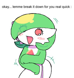 ambiguous_gender blush cheek_spikes chest_spike dancing eyelashes facial_spikes glistening glistening_eyes green_body green_hair hair happy not_furry open_mouth red_eyes simple_background solo spikes spikes_(anatomy) standing text white_background white_body melfunnysmell nintendo pokemon gaba_(melfunnysmell) gardevoir generation_3_pokemon humanoid pokemon_(species) english_text meme shaded