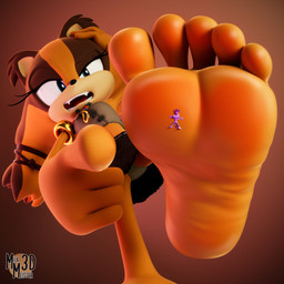 5_toes angry anthro blush body_blush duo extreme_size_difference feet female female/female foot_blush foot_fetish foot_focus gesture hand_gesture humanoid_feet macro orange_body plantigrade pointing pointing_at_another purple_body size_difference soles stuck_to_foot text toes milkmeister3d sega sonic_boom sonic_the_hedgehog_(series) blaze_the_cat sticks_the_jungle_badger badger felid feline mammal mustelid musteline 1:1 3d_(artwork) absurd_res digital_media_(artwork) english_text hi_res