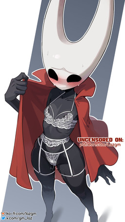 anthro blush bodily_fluids bra breasts cloak clothing female flat_chested garter_straps genital_fluids lingerie panties simple_background solo sweat text translucent translucent_bra translucent_clothing translucent_lingerie translucent_panties translucent_underwear underwear vaginal_fluids gm_laz hollow_knight_(franchise) team_cherry hornet_(hollow_knight) arthropod insect 9:16 absurd_res hi_res url