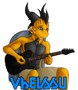 anthro bare_chest biped black_nails blue_eyes bottomwear chair claws clothed clothing colored_nails electric_guitar frill_(anatomy) furniture guitar horn male membrane_(anatomy) membranous_frill music musical_instrument nails nipples playing_guitar playing_music plucked_string_instrument shorts simple_background sitting solo string_instrument teeth text tongue topless white_background yellow_body yellow_skin kurtassclear mythology vheissu dragon lizard mythological_creature mythological_scalie reptile scalie character_badge_(artwork) hi_res