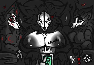 angry anthro big_breasts black_body breasts bright_eyes cellphone electronics female flashing group heart_symbol inside male male/female nipple_piercing nipples phone piercing scared smartphone smile roder_vasquez mythology draco_(roder_vasquez) inom_(roder_vasquez) lassin_(roder_vasquez) nissal_(roder_vazquez) dragon mythological_creature mythological_scalie scalie skulldog_(species) wolf_demon low_res