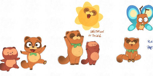 anthro biped brown_body brown_fur brown_nose duo eyes_closed fur simple_background sitting sun text white_background mariam_hachmi taki_tanuki arthropod butterfly canid canine insect lepidopteran mammal raccoon_dog tanuki absurd_res hi_res