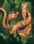 2021 detailed_background fangs female hi_res hypnofur kaa_(jungle_book) looking_at_viewer outside python reptile scalie smile snake solo teeth the_jungle_book watermark
