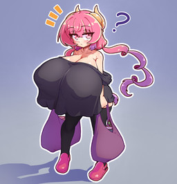 big_breasts breasts cleavage clothed clothing female hair horn huge_breasts humanoid_pointy_ears legwear nipple_outline oversized_clothing oversized_topwear pink_hair pointy_ears shortstack skindentation solo thick_thighs thigh_highs topwear wide_hips masked-agent miss_kobayashi's_dragon_maid mythology ilulu animal_humanoid dragon dragon_humanoid horned_humanoid humanoid mythological_creature mythological_scalie scalie absurd_res hi_res