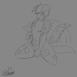 anatomically_correct anatomically_correct_genitalia anatomically_correct_penis balls genitals holding_balls knot knotted_penis looking_pleasured male object_in_urethra penetration penis solo sounding_rod tail tail_motion tailwag urethral urethral_penetration fledgedragonfox kinktober kinktober_2025 canid canine canis domestic_dog mammal 1:1 2025 monochrome