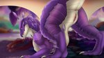 anus bodily_fluids butt crystal_scales digitigrade female feral genital_fluids genitals glowing glowing_eyes leaking looking_at_viewer membrane_(anatomy) membranous_wings pink_anus presenting presenting_anus presenting_hindquarters presenting_pussy purple_body purple_scales pussy pussy_juice_leaking rear_view scales seductive solo tail thick_tail thick_thighs vaginal_fluids wings yellow_eyes skyebold dungeons_and_dragons hasbro mythology wizards_of_the_coast amethyst_dragon_(dnd) dragon dragon_(dnd) gem_dragon_(dnd) mythological_creature mythological_scalie scalie absurd_res hi_res widescreen