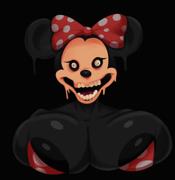 accessory anthro big_breasts black_body bow_ribbon breasts clothing creepy_face female hair_accessory hair_bow hair_ribbon huge_breasts ribbons solo topwear rabbit5gamer disney five_nights_at_treasure_island impurity_(fnati) minnie_mouse mammal monster mouse murid murine rodent hi_res