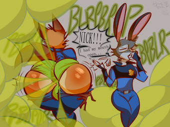 angry anthro big_butt bikini bulge bulge_from_behind butt butt_focus butt_grab butt_jiggle clothed clothing crossdressing crossdressing_male dialogue dominant dominant_male duo fanning fanning_nose fart fart_cloud fart_fetish fart_sniffing farting_at_viewer farting_on_another farting_on_face female gassy glistening glistening_body grossed_out hand_fan hand_on_butt jiggling looking_back male male/female male_dominating_female male_farting onomatopoeia panties panties_down partially_clothed police police_officer police_uniform presenting presenting_hindquarters questionable_consent raised_tail size_difference smelly_butt sniffing sound_effects spread_butt spreading surprise swimwear tail text thick_thighs tight_clothing two-piece_swimsuit underwear underwear_down undressing uniform waving_hand stanktank disney zootopia judy_hopps nick_wilde canid canine fox lagomorph leporid mammal rabbit absurd_res hi_res shaded