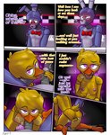 2022 anthro aroused avian avian_feet beak bird blush bodily_fluids bonnie_(fnaf) bow_tie breast_grab breast_squish breasts butt chica_(fnaf) chicken clitoral clitoris comic deep_throat dialogue digital_media_(artwork) duo english_text feathers fellatio female five_nights_at_freddy's galliform gallus_(genus) genital_fluids genitals hand_on_breast handjob hi_res lagomorph leporid licking looking_pleasured male male/female mammal masturbation metal_penis nervous nipples oral oral_penetration penetration penile penis phasianid pussy rabbit rubbing_pussy saliva saliva_on_penis scottgames sex shaking shy squish sucking tail tail_feathers text tongue tongue_out vaginal_fluids yerolay