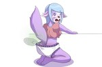 anthro blue_hair clothing diaper disembodied_hand duo fart feet female fur hair purple_body purple_fur soles solo_focus white_diaper moderately_ashamed mammal rodent sciurid tree_squirrel absurd_res hi_res