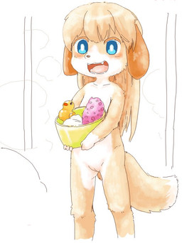 anthro bath bathing female genitals kemono nude solo vulva young young_anthro young_female canopus335 giridechoco canid canine canis domestic_dog mammal