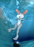 anthro asphyxiation barely_visible_genitalia barely_visible_pussy breasts buckteeth drowning female gasping_for_air genitals imminent_death navel open_mouth purple_eyes pussy scut_tail short_tail solo tail teeth torture underwater uvula water weights byondrage disney zootopia judy_hopps lagomorph leporid mammal rabbit absurd_res hi_res