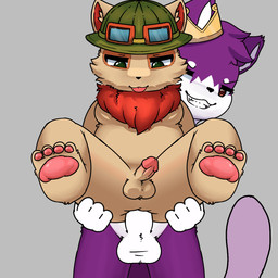 anal anal_penetration anthro anthro_on_anthro anthro_penetrated anthro_penetrating anthro_penetrating_anthro clothing crown duo hat hat_only headgear headgear_only headwear headwear_only male male/male male_penetrated male_penetrating male_penetrating_male mostly_nude penetration penile penile_penetration penis_in_ass sex stand_and_carry_position standing standing_sex tongue tongue_out toothy_grin greywolfie league_of_legends riot_games tencent teemo_(lol) domestic_cat felid feline felis mammal yordle 1:1 2024 2d_animation animated hi_res