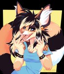 5_fingers alternative_fashion anthro breasts clothed clothing coontail_hair eyebrows eyelashes female fingers fur hair open_mouth scene_(fashion) scene_haircut smile solo teeth tongue ei-ka canid canine mammal 2021 alpha_channel digital_media_(artwork)