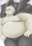 anthro belly big_belly blush bottomwear clothing eyewear humanoid_hands kemono male moobs obese obese_male overweight overweight_male pants solo sunglasses marumu_5656 odd_taxi sekiguchi_(odd_taxi) bear mammal polar_bear ursine 2021 hi_res