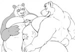 abdominal_bulge anthro belly belly_hug belly_press big_belly big_butt blush blush_lines bottomwear butt chubby_cheeks claws clenched_teeth clothed clothing double_chin eyes_closed front_view fur group group_sex half-closed_eyes hand_on_belly male male_pred multicolored_body multicolored_fur narrowed_eyes neck_rolls nude obese obese_anthro obese_male overweight overweight_anthro overweight_male pants pants_only rear_view sandwich_position sex shirtless shirtless_anthro shirtless_male shorts shorts_only size_difference smile smirk soft_vore teeth topless topless_anthro topless_male trio vore huttsergreywolf dreamworks kung_fu_panda the_jungle_book baloo fan_character master_po_ping bear giant_panda mammal sloth_bear ursine 2024 hi_res monochrome