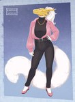 animal_mask anthro clothing costume dragon_mask fashion female fur gold_mask hair long_tail mask plantigrade ponytail solo tail white_body white_fur harmaagriffin felid feline mammal absurd_res hi_res