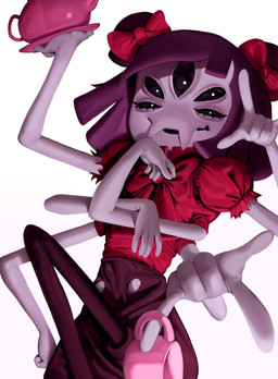 5_eyes 6_arms anthro clothed clothing container cup female multi_arm multi_eye multi_limb simple_background solo tea_cup teapot white_background jqbunny undertale undertale_(series) muffet arachnid arthropod spider absurd_res hi_res