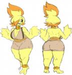 anthro big_breasts breasts butt cleavage clothed clothing female fully_clothed jewelry non-mammal_breasts simple_background solo white_background little_hareboy fellock avian bird chicken chikin galliform gallus_(genus) phasianid sketch