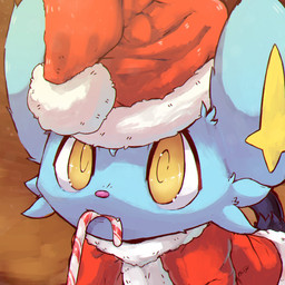 ambiguous_gender black_body black_fur blue_body blue_fur candy candy_cane christmas_clothing christmas_headwear clothed clothed_feral clothing cute_fangs dessert ears_up fangs feral festive fluffy food fur happy hat headgear headwear holidays looking_at_viewer open_mouth pink_nose santa_hat snout solo tail teeth thin_tail yellow_eyes plattyneko christmas nintendo pokemon felid feline generation_4_pokemon mammal pokemon_(species) shinx 1:1 2018 chromatic_aberration digital_media_(artwork) hi_res