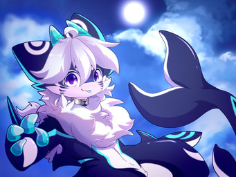 2_horns anthro big_eyes biped blue_body blue_fur blue_horn collar cute_fangs fangs fur hair horn kemono male metal_collar moon purple_eyes slim_anthro slim_male solo teeth white_body white_fur white_hair hlg7777 fish furred_shark marine shark 2020 4:3 hi_res
