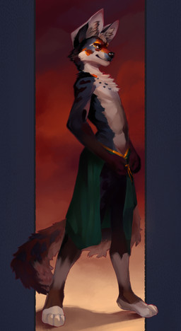 4_toes anthro chest_tuft clothed clothing ear_tuft ears_front feet male solo standing toes topless topless_male tuft kounalix mammal 2023 absurd_res hi_res