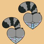 anthro balls butt butt_heart female genitals heart_symbol male nude penis penis_tuck pussy simple_background solo raevi10 mammal procyonid raccoon 1:1 digital_media_(artwork)