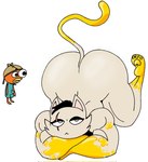 anthro ass_up big_butt black_hair bulge butt cheek_tuft duo erection eye_scar facial_scar facial_tuft fur fur_tuft hair male nude_male paws scar simple_background solo_focus tail tuft white_background white_body white_fur itz_not_v epic_games fortnite fishstick_(fortnite) meowdas domestic_cat felid feline felis fish mammal marine hi_res