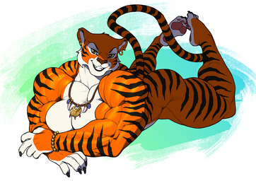 5_fingers 5_toes anthro biceps big_breasts big_muscles black_claws black_eyebrows black_stripes breasts butt cheek_tuft claws crossgender deltoids ear_piercing ear_ring eyebrows eyelashes facial_tuft fangs feet female fingers fur fur_tuft glistening glistening_eyes grin grinning_at_viewer head_tuft humanoid_hands iris jewelry lying mtf_crossgender muscular muscular_anthro muscular_arms muscular_female muscular_thighs necklace nude on_front orange_body orange_fur pawpads pecs pecs_with_breasts piercing pupils ring_piercing shadow slit_pupils smile smiling_at_viewer soles solo striped_body striped_fur stripes tail teeth toes tuft pokkuti the_jungle_book shere_khan bengal_tiger felid mammal pantherine tiger 2023 digital_drawing_(artwork) digital_media_(artwork)