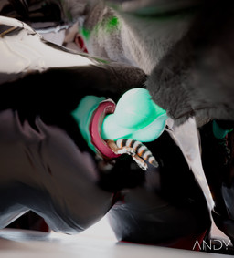 clothing fur gloves hair handwear knot knotting latex latex_clothing latex_gloves latex_handwear latex_legwear latex_skinsuit legwear skinsuit tight_clothing vore rexouium absurd_res hi_res