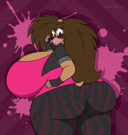 big_breasts big_butt blowing_bubble_gum bottomwear breasts brown_eyes brown_hair bubble bubble_gum butt candy clothed clothing copyright_symbol curvy_figure dessert eyewear female fingerless_gloves food gloves gum hair handwear huge_breasts huge_butt hyper hyper_breasts hyper_butt inflating jacket pants shirt solo sunglasses symbol thick_thighs topwear voluptuous satsumalord ariel_(satsumalord) eulipotyphlan hedgehog mammal 2015 hi_res