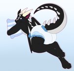 ageplay anthro blue_eyes clothing diaper dragon falund hi_res imply infantilism lying male mythological_creature mythological_scalie mythology on_front paws pillow roleplay scalie solo tail