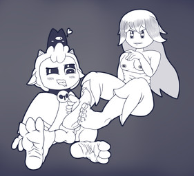 3_toes ahegao animal_genitalia animal_penis anthro big_penis bodily_fluids breasts clothed clothing curling_toes curved_penis duo feet female floating foot_fetish foot_focus foot_play footjob genital_fluids genitals heart_eyes heart_symbol humanoid_feet looking_pleasured male male/female nipples penile penis plantigrade precum sex simple_background sitting small_breasts soles toes tongue tongue_out topless mhicky93 cult_of_the_lamb massive_monster_(studio) spooky's_jump_scare_mansion lamb_(cult_of_the_lamb) red_crown_(cult_of_the_lamb) spooky_(sjm) bovid caprine ghost humanoid mammal sheep spirit absurd_res hi_res