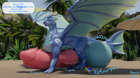 ball balls balls_expansion beach beach_ball big_balls big_penis blue_body blue_scales dialogue expansion feral genital_expansion genitals glans huge_balls huge_penis humanoid_genitalia humanoid_penis hybrid_genitalia hybrid_penis hyper hyper_balls hyper_genitalia hyper_penis inflatable knot knotted_humanoid_penis knotted_penis looking_at_viewer male onomatopoeia parasol penile_spines penis penis_expansion scales smile smiling_at_viewer smirk smirking_at_viewer solo sound_effects spread_wings standing tail talking_to_viewer text tropical wings bonzaipalmtree mythology zai_(bonzaipalmtree) dragon mythological_creature mythological_scalie scalie 16:9 2026 3d_(artwork) blender_(artwork) digital_media_(artwork) english_text hi_res widescreen