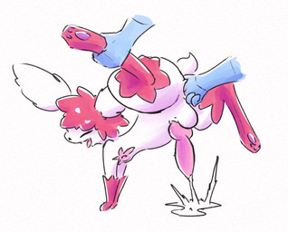 anal anal_fingering animal_genitalia balls bodily_fluids canine_genitalia cum cum_while_penetrated disembodied_hand duo feral fingering from_behind_position genital_fluids genitals herm intersex leg_grab penetration penis prostate_stimulation sex vulva wheelbarrow_position muzzzzz nintendo pokemon fan_character magnolia_(shaymin) generation_4_pokemon legendary_pokemon pokemon_(species) shaymin sky_forme_shaymin
