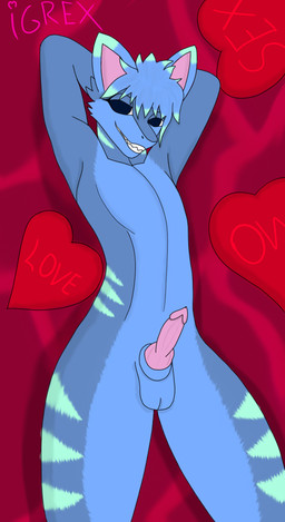animal_genitalia animal_penis anthro balls bed canine_genitalia canine_penis femboy furniture genitals male penis pillow shark_hybrid sheath solo igrex aquatic fish shark hi_res
