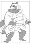 anthro asian_clothing belly big_belly clothing east_asian_clothing fundoshi humanoid_hands japanese_clothing kemono male moobs overweight overweight_male solo underwear white_clothing white_fundoshi white_underwear hysk canid canine mammal raccoon_dog tanuki 2022 hi_res