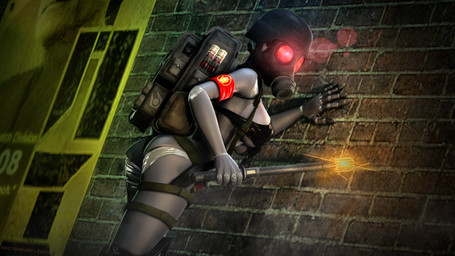 against_surface against_wall armband armor backpack baton big_breasts black_bra black_clothing black_underwear bra breasts brick_wall butt clothed clothing dutch_angle electric female gas_mask glowing glowing_eyes holding_baton holding_object holding_weapon lens_flare machine mask melee_weapon not_furry red_armband simple_background under_boob underwear wall_(structure) weapon doctorpurple2000 disembowell_(modeler) red-eye_(modeler) five_nights_at_freddy's half-life_2 scottgames fan_character animatronic humanoid robot robot_humanoid 16:9 2017 3d_(artwork) absurd_res digital_media_(artwork) hi_res source_filmmaker_(artwork) widescreen