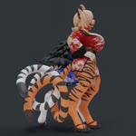 anthro asian_clothing big_breasts black_hair blonde_hair breasts cleavage clothed clothing countershade_torso countershading east_asian_clothing female fur hair japanese_clothing kimono kimono_only melee_weapon mostly_nude open_mouth orange_body orange_fur solo spinning standing stripes sword weapon white_body white_fur unknown_artist felid mammal pantherine tiger 1:1 3d_(artwork) 3d_animation animated digital_media_(artwork) no_sound short_playtime webm