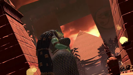 5_fingers accessory amber_eyes anthro armlet bandage beads bent_arm big_breasts big_butt biped black_claws black_clothing black_dress black_hair bracelet braided_hair breasts butt claws clothed clothed_anthro clothed_female clothing countershade_arms countershade_hands countershade_scales countershade_snout countershading curvy_figure dark_hair dress dutch_angle egyptian egyptian_clothing egyptian_headdress female finger_claws fingers fire green_body green_scales hair hair_accessory hair_beads headdress huge_hair humanoid_hands iris jewelry light_body light_scales logo long_hair looking_at_viewer looking_back looking_back_at_viewer looking_down looking_down_at_viewer low-angle_view multicolored_body multicolored_scales nemes_(clothing) non-mammal_breasts open_mouth outside pattern_clothing pattern_dress pupils pyramid scales sky snout solo standing tight_clothing tight_dress two_tone_body two_tone_scales uraeus vase voluptuous voluptuous_anthro voluptuous_female white_body white_countershading white_scales lunar_eyes_nightwave egyptian_mythology marvel marvel_cinematic_universe middle_eastern_mythology moon_knight_(series) mythology ammit ammit_(moon_knight) crocodile crocodilian deity reptile scalie 2025 animated artist_logo digital_media_(artwork) no_sound short_playtime webm