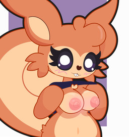 anthro areola black_eyes blush breasts clothed clothing female fur nude small_breasts solo squirrel_tail tail topless kl_klpz mammal rodent sciurid tree_squirrel absurd_res hi_res