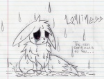 abandoned ambiguous_gender bodily_fluids crying feral grass looking_down outside plant raining sad simple_background sitting solo tears text water wet white_background midnitevioshadowlink abandon_lonliness creepypasta nintendo pokemon lonliness canid canine eevee generation_1_pokemon mammal pokemon_(species) english_text monochrome sketch