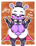 anthro areola big_breasts breasts clothing eyebrows eyelashes eyes_closed female gesture hand_gesture hat headgear headwear legwear nipples solo thick_thighs thigh_highs top_hat v_sign renegade-157 five_nights_at_freddy's scottgames helpy_(fnaf) bear mammal 2022 4:5 absurd_res digital_media_(artwork) hi_res