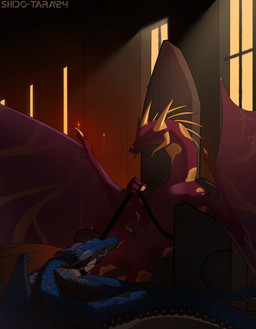 black_body blue_body chair collar cunnilingus duo female feral forced forced_oral furniture genitals golden_body leash leash_pull markings membrane_(anatomy) membranous_wings oral pink_vulva red_body sex sitting slave spread_legs spread_wings spreading tail throne throne_room vaginal vulva wings conditional_dnp shido-tara european_mythology mythology wings_of_fire selene_(elena) seraphina_(malady) dragon mythological_creature mythological_scalie nightwing_(wof) scalie western_dragon hi_res sketch