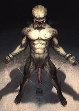 abs balls biceps erection genitals male muscular muscular_humanoid muscular_male not_furry nude pecs penis scales solo tendrils mikaemikae predator_(franchise) alien humanoid yautja absurd_res hi_res